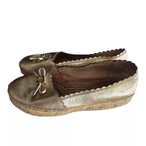 kate spade Shoes - Kate Spade Platform Loafers 7.5 Gold Metallic Women  Loranne Slip On Accents Bow